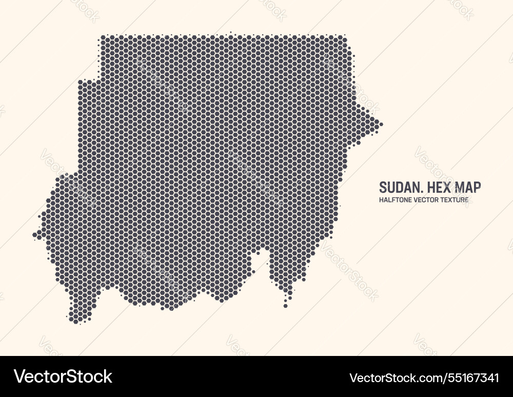 Sudan map hexagonal half tone pattern isolated Sudan map hexagonal half tone pattern isolated vector image