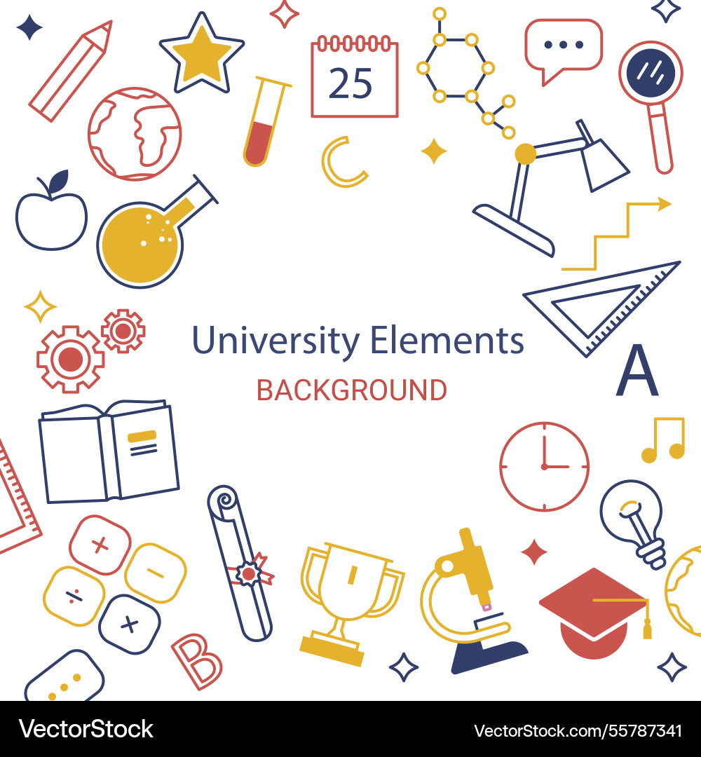 University elements background in flat style Vector Image