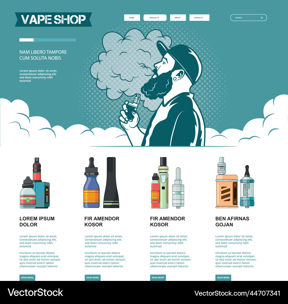 Vape shop landing web page ui design template vector image