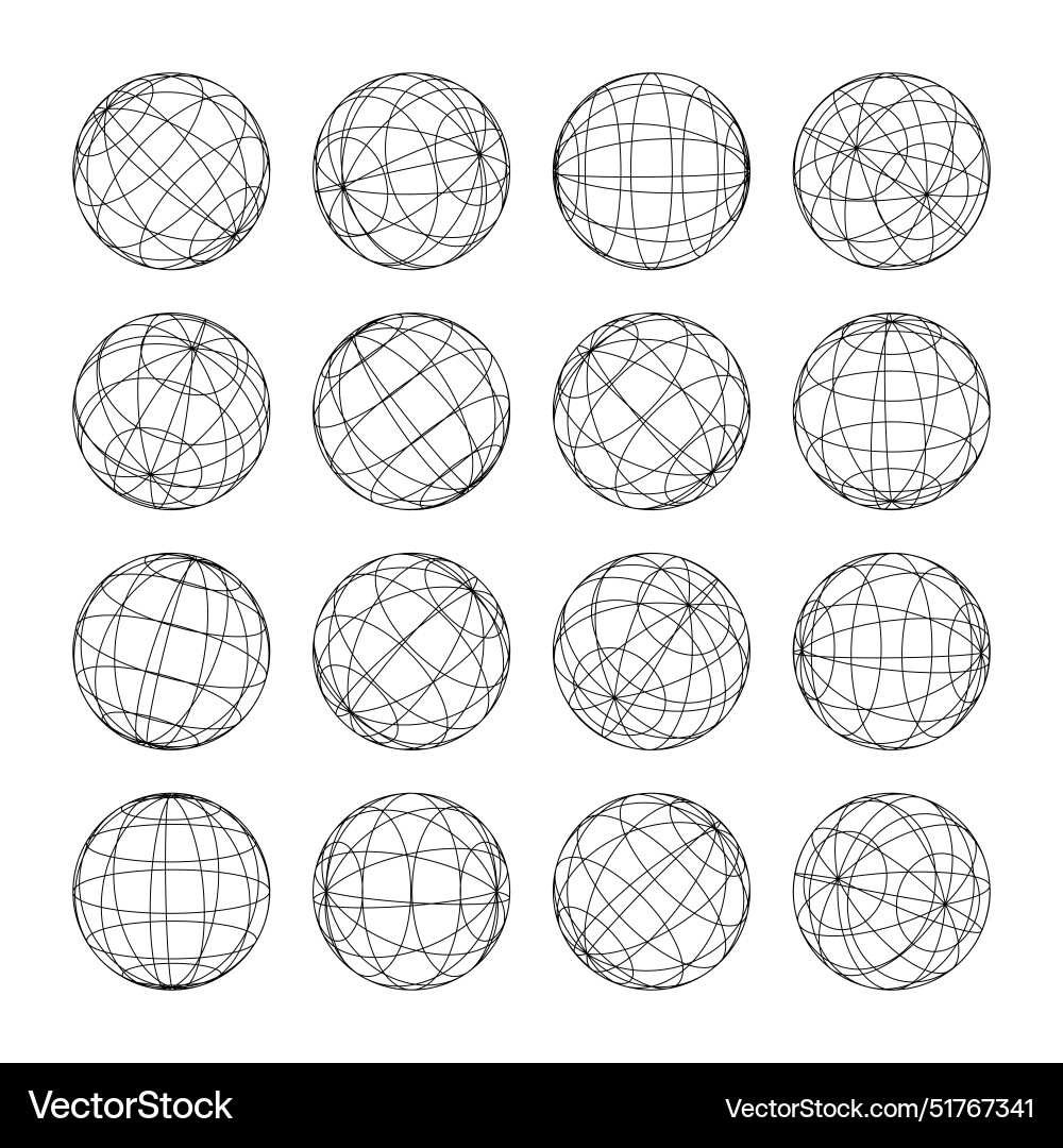 Wireframe Sphere Mesh - Geometric Grid Vector Image