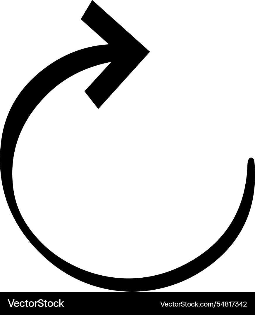 Bold black curved arrow pointing right creating Bold black curved arrow pointing right creating vector image
