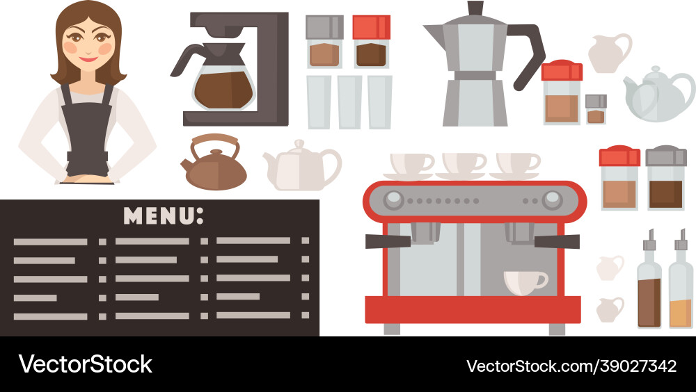 Coffee house or restaurant cafe with waitress Coffee house or restaurant cafe with waitress Vector Image