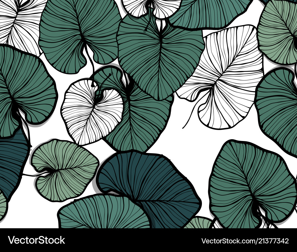 Jungle pattern hand drawn outline black ink Jungle pattern hand drawn outline black ink vector image