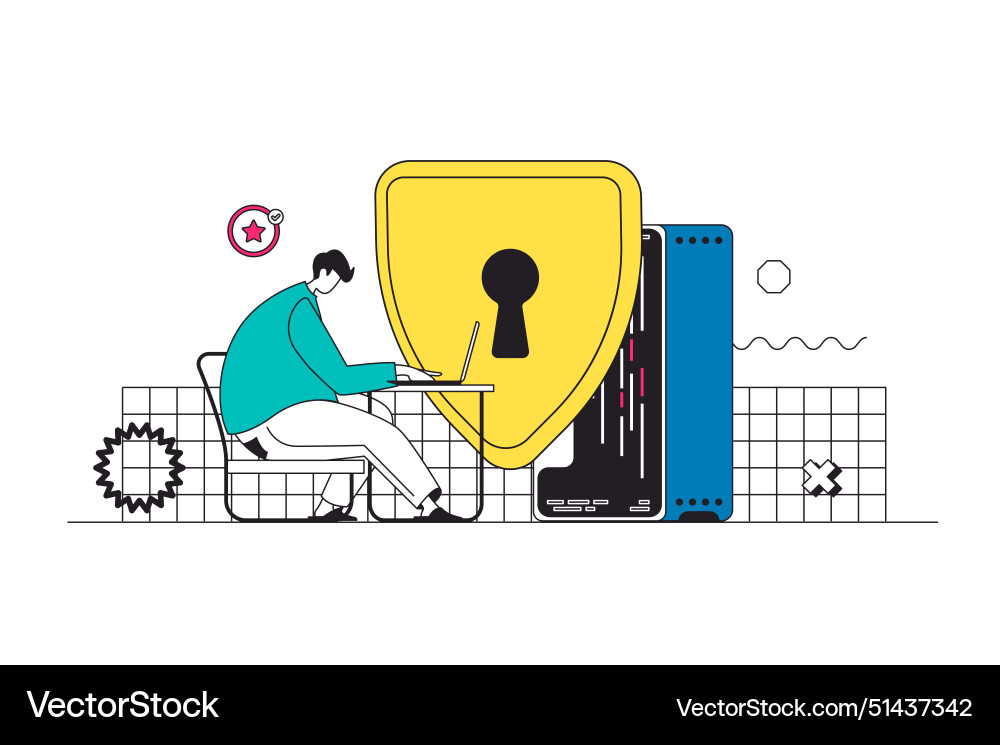Network security outline web concept in modern Network security outline web concept in modern vector image