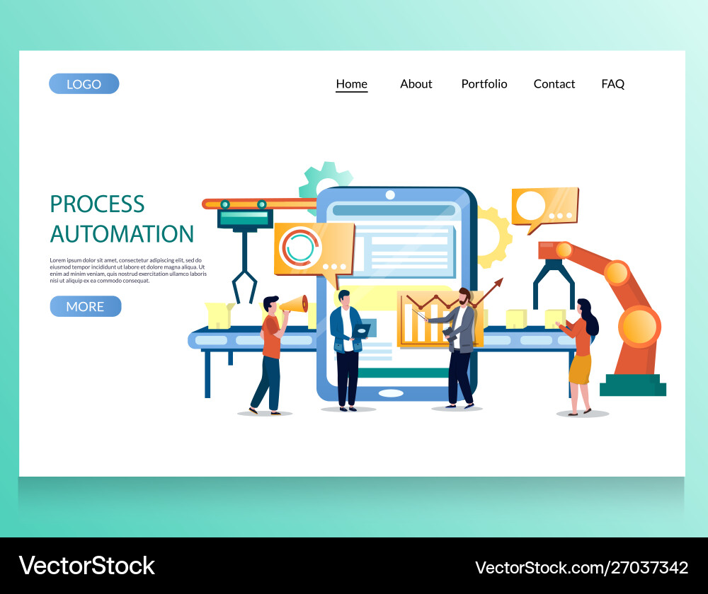 Process automation website landing page Process automation website landing page vector image