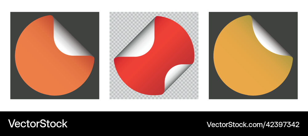 Set of sticker with paper curl shadow Set of sticker with paper curl shadow vector image