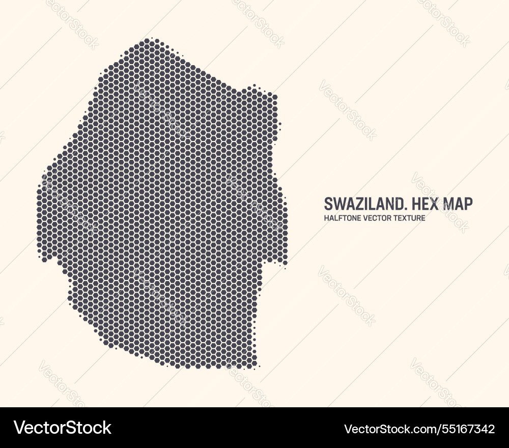 Swaziland map hexagonal half tone pattern Swaziland map hexagonal half tone pattern vector image