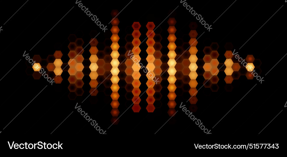 Audio or music shiny sound waveform with hexagonal Audio or music shiny sound waveform with hexagonal vector image