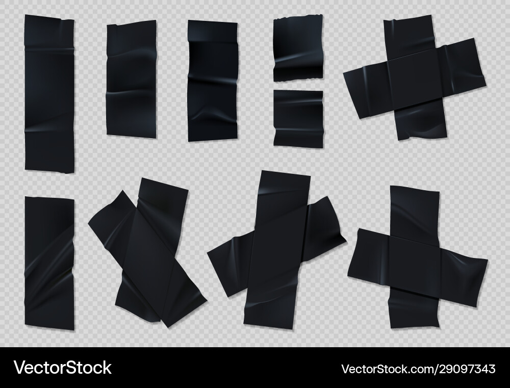 Black adhesive tape realistic torn scotch Black adhesive tape realistic torn scotch vector image
