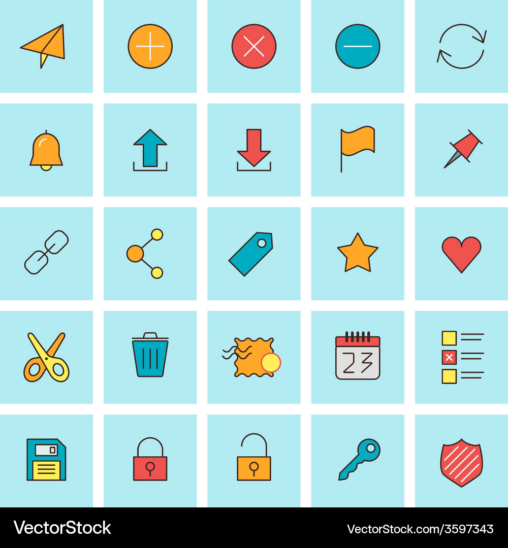 Flat UI Icons - Mail & Interface Vector Image