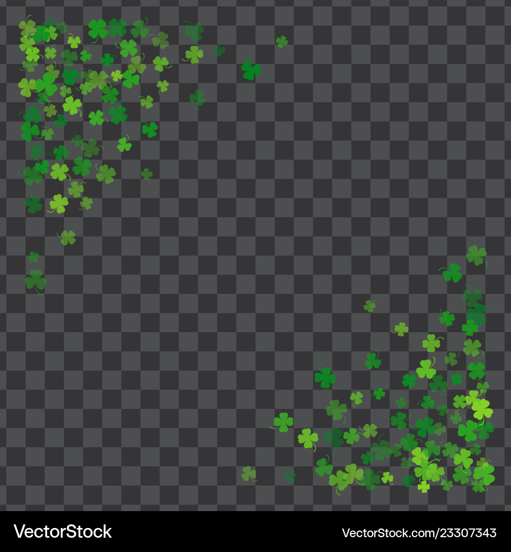 Frame or border of random scatter clover leaves vector image