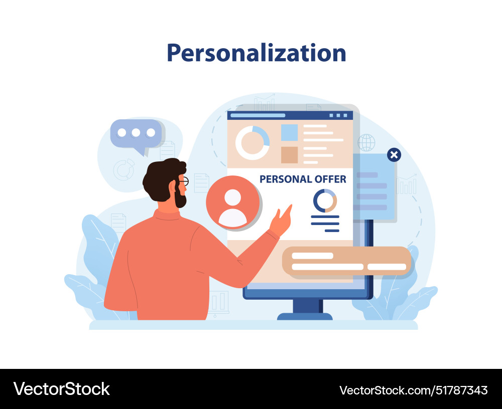 Personalization customization of client Personalization customization of client vector image