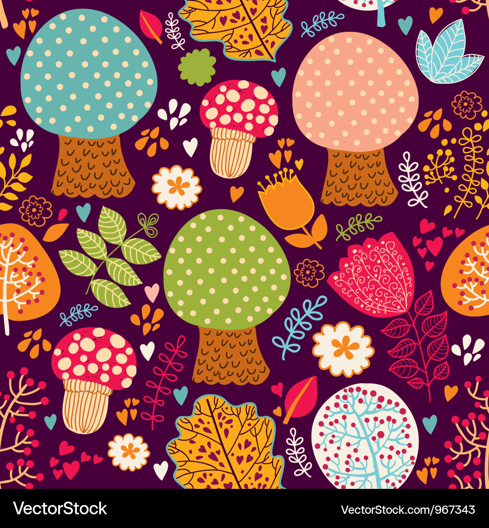 Seamless cute trees pattern Vector Image