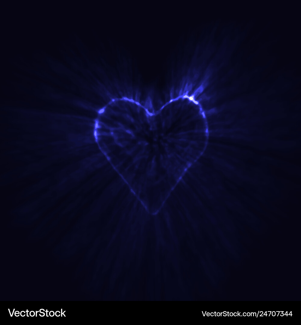 Blue neon heart glowing in the dark Blue neon heart glowing in the dark vector image