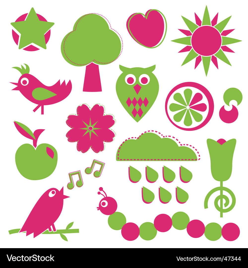 Colorful Nature Icons vector image
