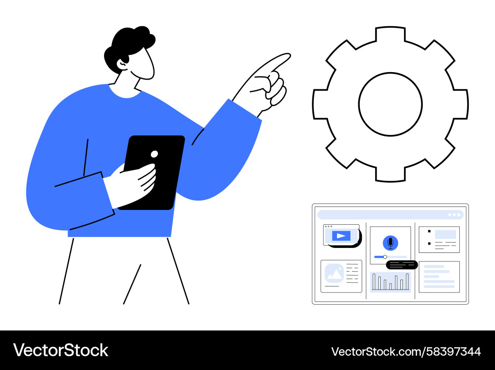 Data Analysis Tablet Interface Vector Image