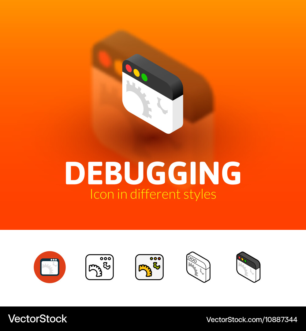 Debugging icon in different style vector image