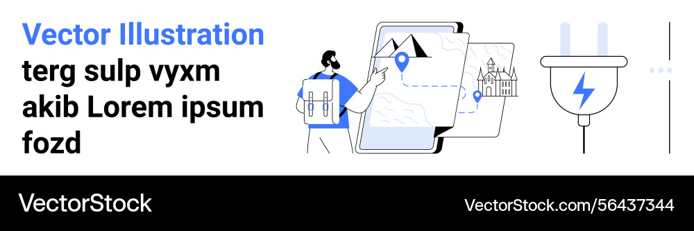 Interactive map with mobile navigation Interactive map with mobile navigation vector image