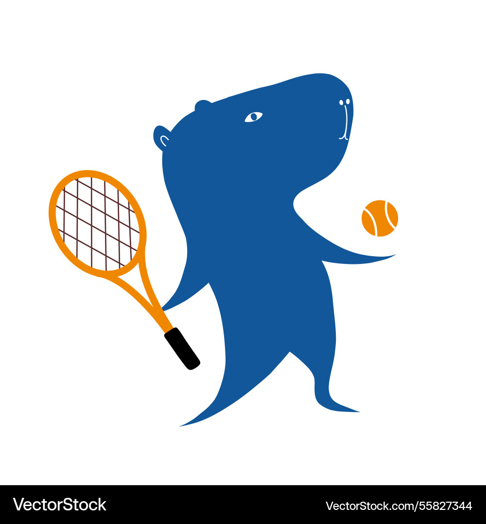 Minimalist tennis capybara Minimalist tennis capybara vektorbild
