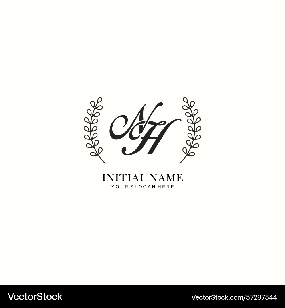 Nh initial logo templates with botanical elements Vector Image