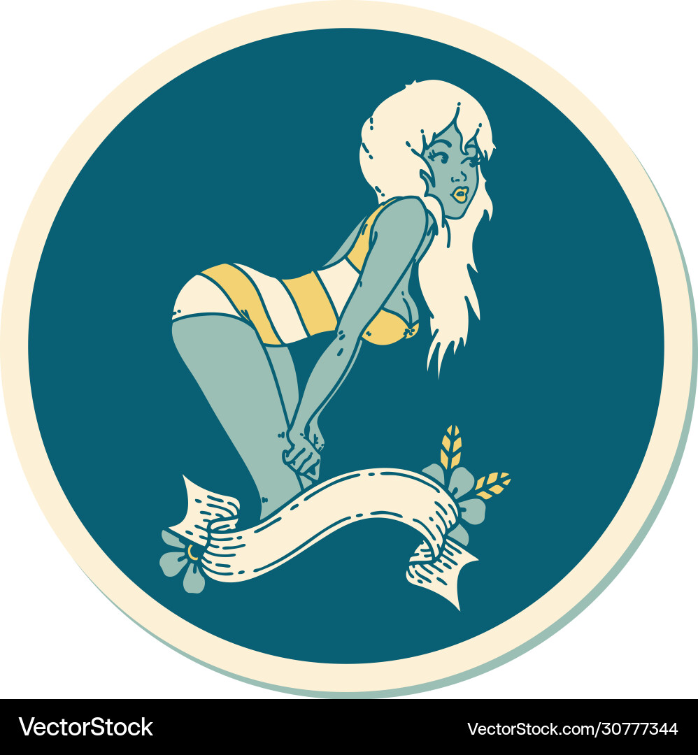 Retro Pinup Swimsuit Sticker Vector Image