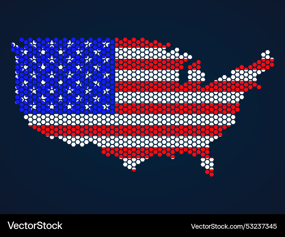 Abstract map of usa from hexagons vector image