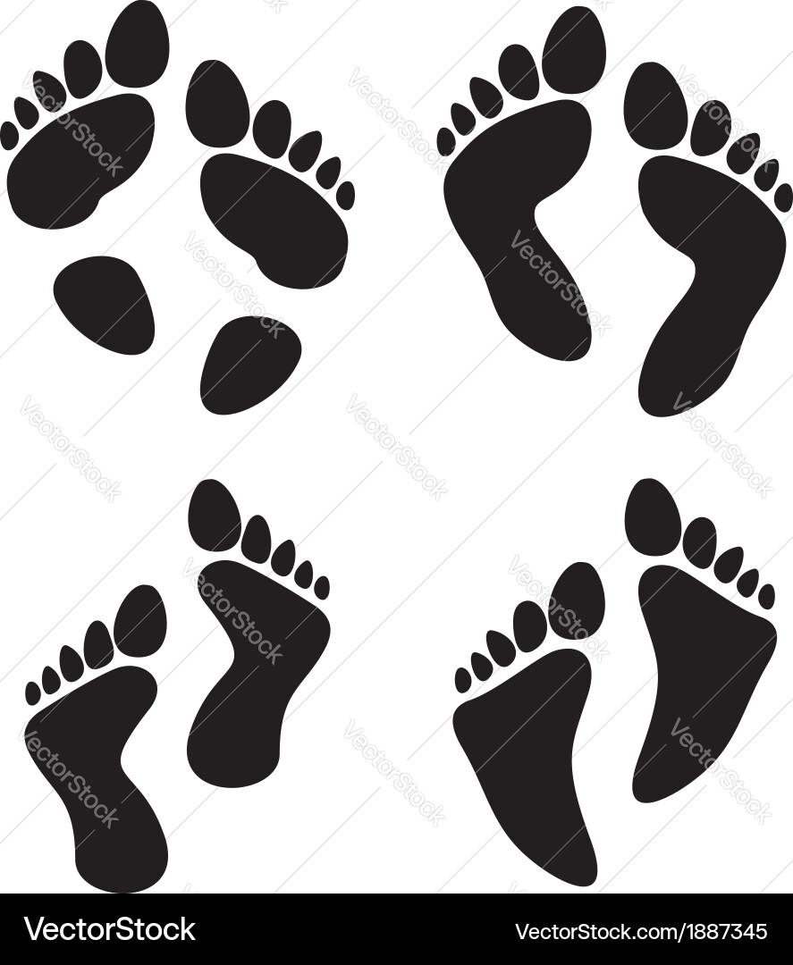 Footprint Set - Schwarz und Weiß vektorbild