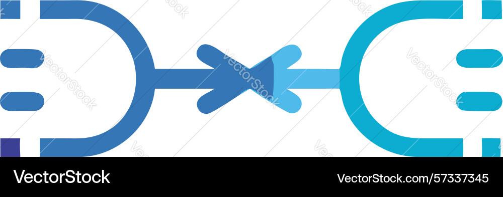 Interconnected network nodes flow icon digital vector image