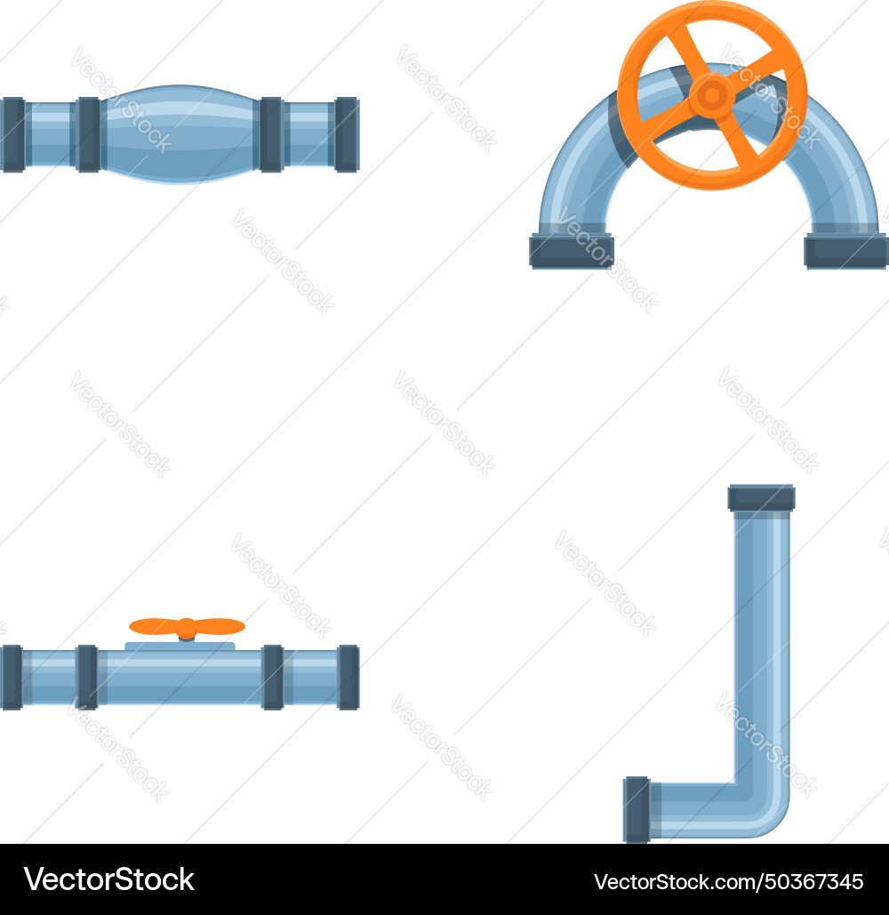 Rohr Icons setzen Cartoon Pipeline Teilventil Rohr Icons setzen Cartoon Pipeline Teilventil vektorbild