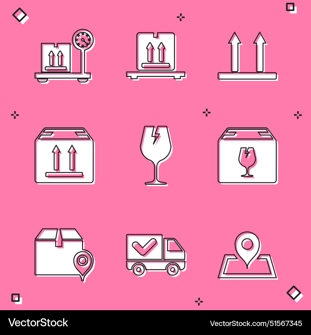 Set scale with cardboard box boxes Set scale with cardboard box boxes Vector Image