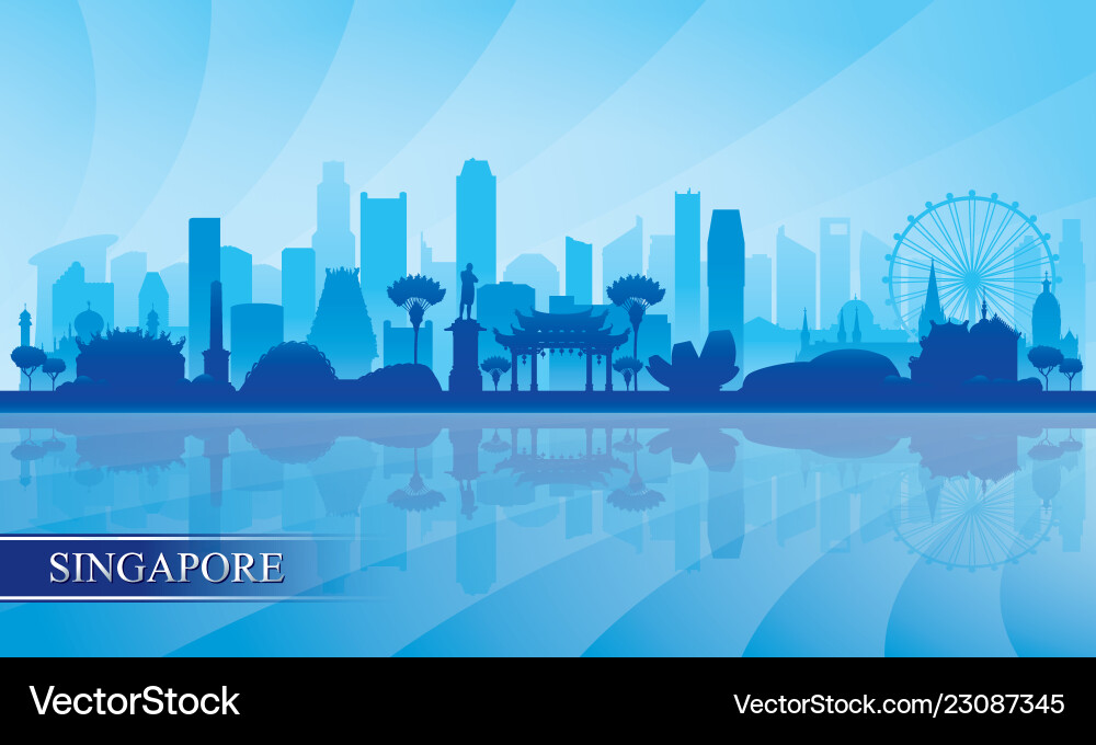 Singapore Skyline Silhouette Vector Image