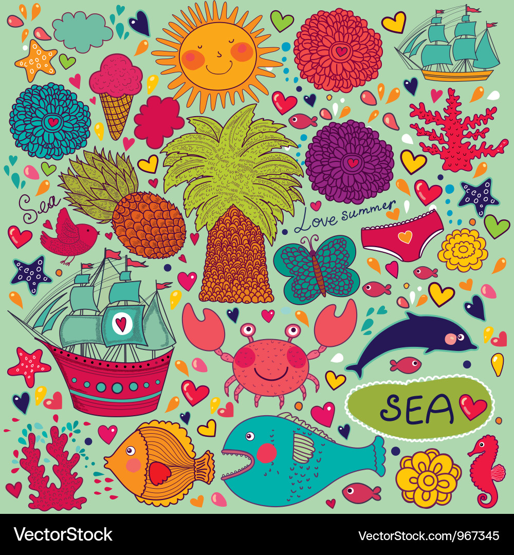 Summer Tropical Objects Vector Image