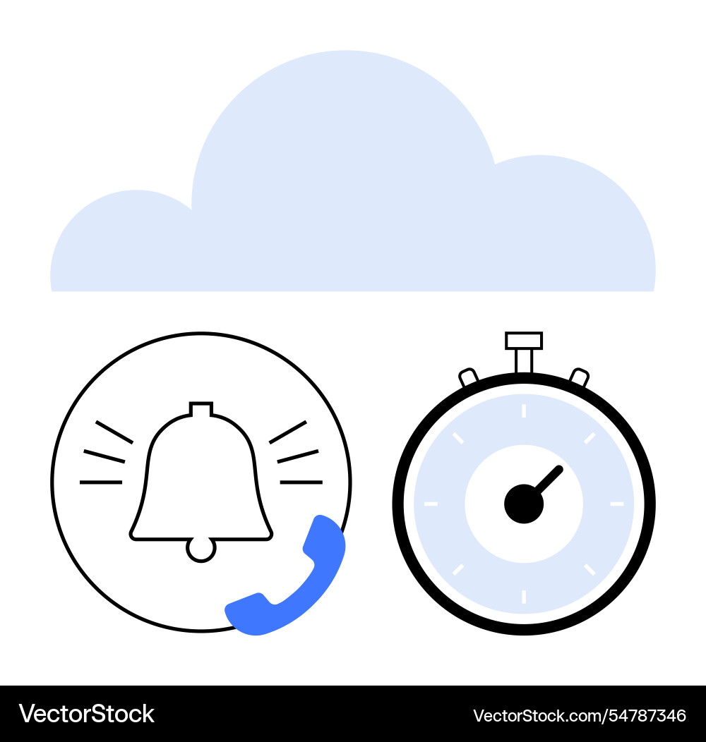 Cloud storage notification and timer symbols vector image