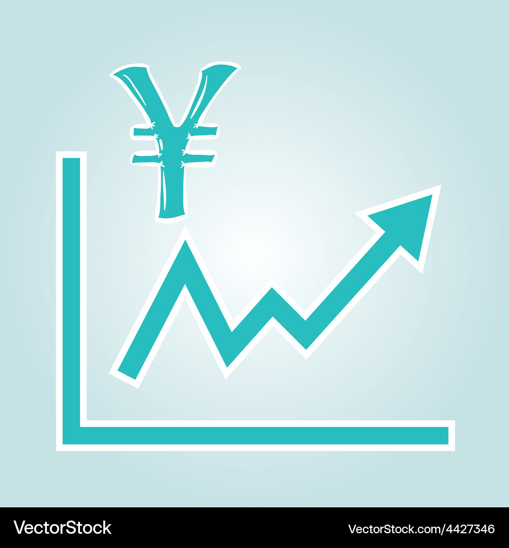 Decreasing graph with yen symbol Vector Image