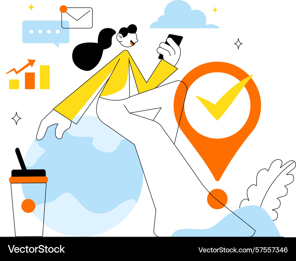 Remote working setup featuring a balanced work Remote working setup featuring a balanced work vector image