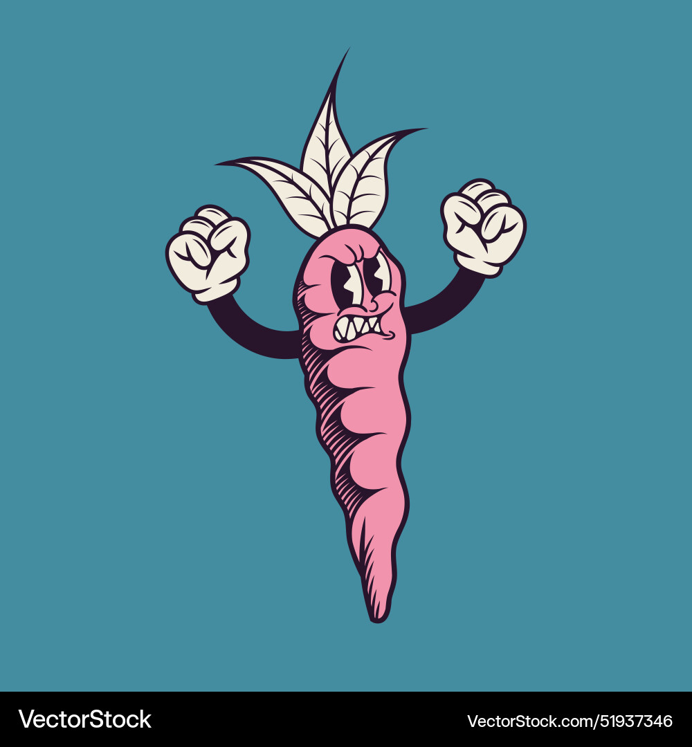 Retro character design of carrot Vector Image