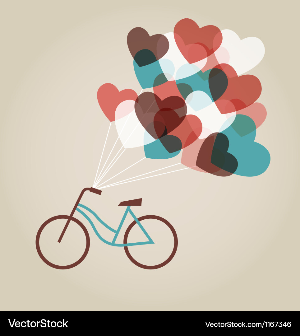 Retro Valentine Tandem Bicycle Card vector image