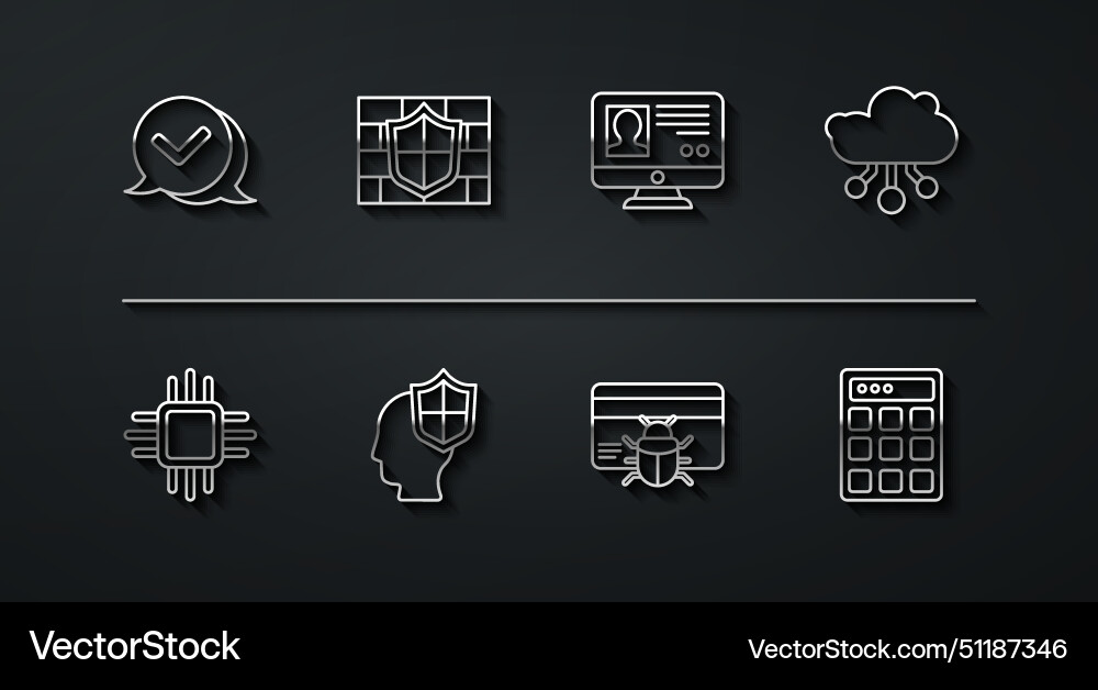 Set line check mark in speech bubble internet Set line check mark in speech bubble internet vector image