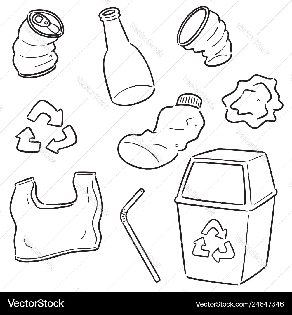 Set of recycle garbage Set of recycle garbage vector image