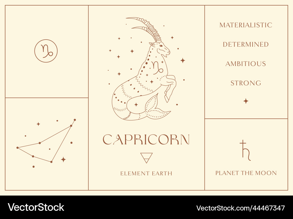 Capricorn zodiac sign design vector image