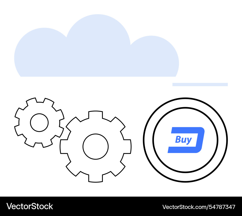 Cloud computing with gear mechanisms and digital Cloud computing with gear mechanisms and digital vector image