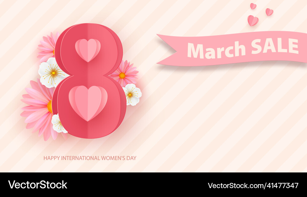 March 8 women s day greeting card with flowers March 8 women s day greeting card with flowers vector image