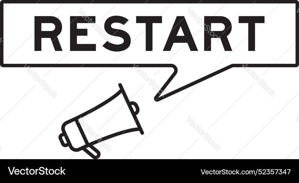 Megaphone icon with speech bubble in word restart Vector Image