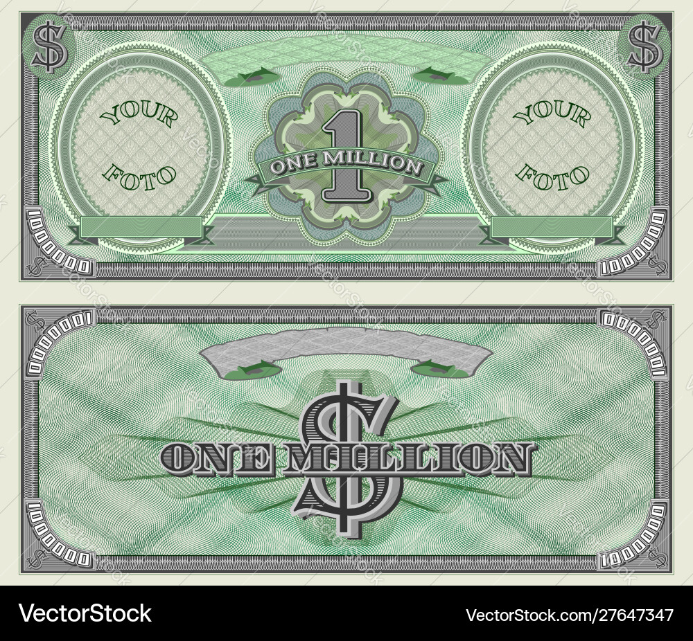 One million dollars green banknote sample Vector Image one-million-dollars-green-banknote-sample-vector-image
