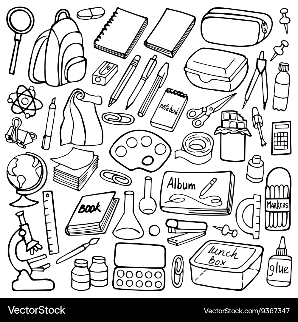 School doodle set Royalty Free Vector Image - VectorStock
