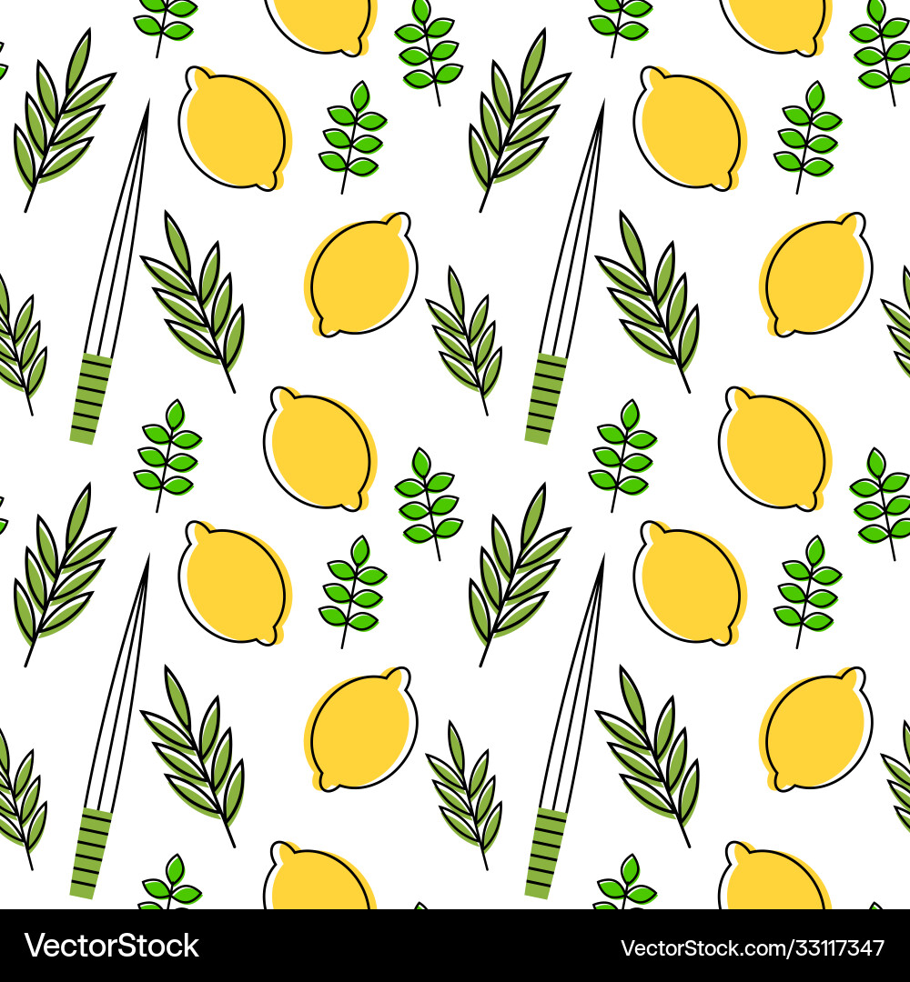 Seamless pattern for jewish holiday sukkot vector image