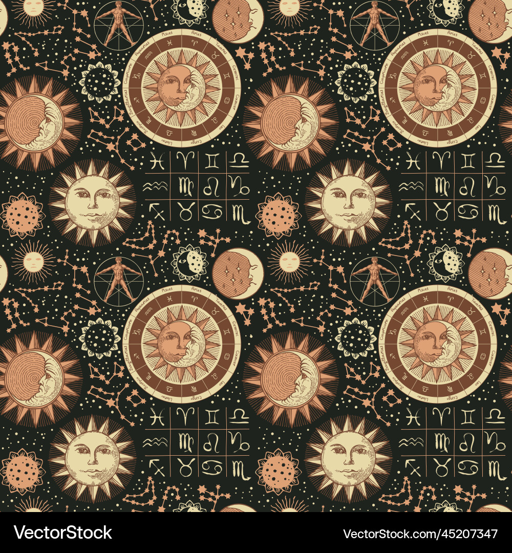 Zodiac Celestial Pattern Vector Image