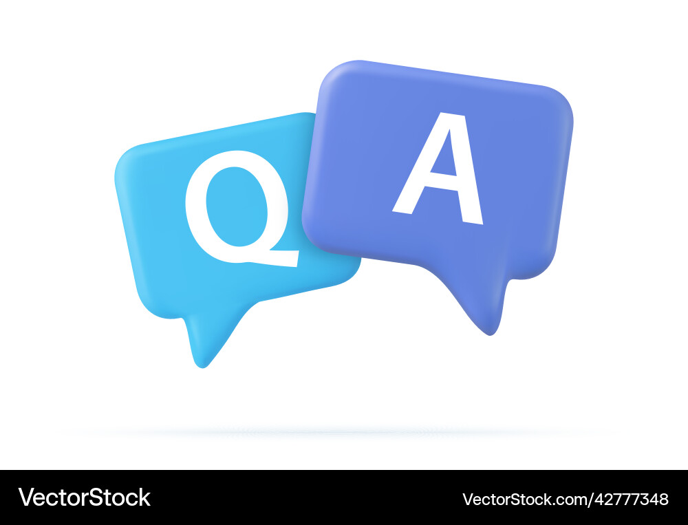 3d speech bubble with q and a letters 3d speech bubble with q and a letters vector image