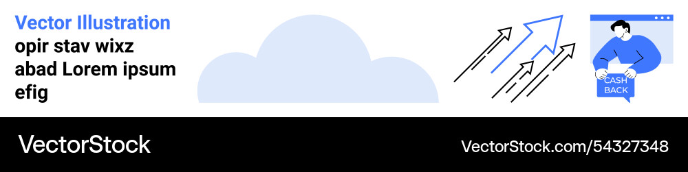 Cloud computing with upward arrows and person Cloud computing with upward arrows and person vector image