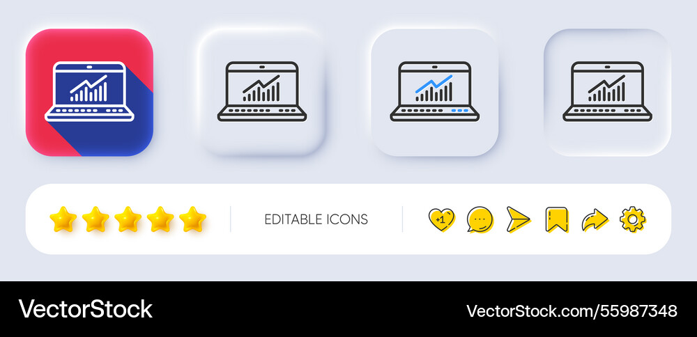 Data analysis and statistics line icon computer Data analysis and statistics line icon computer vector image